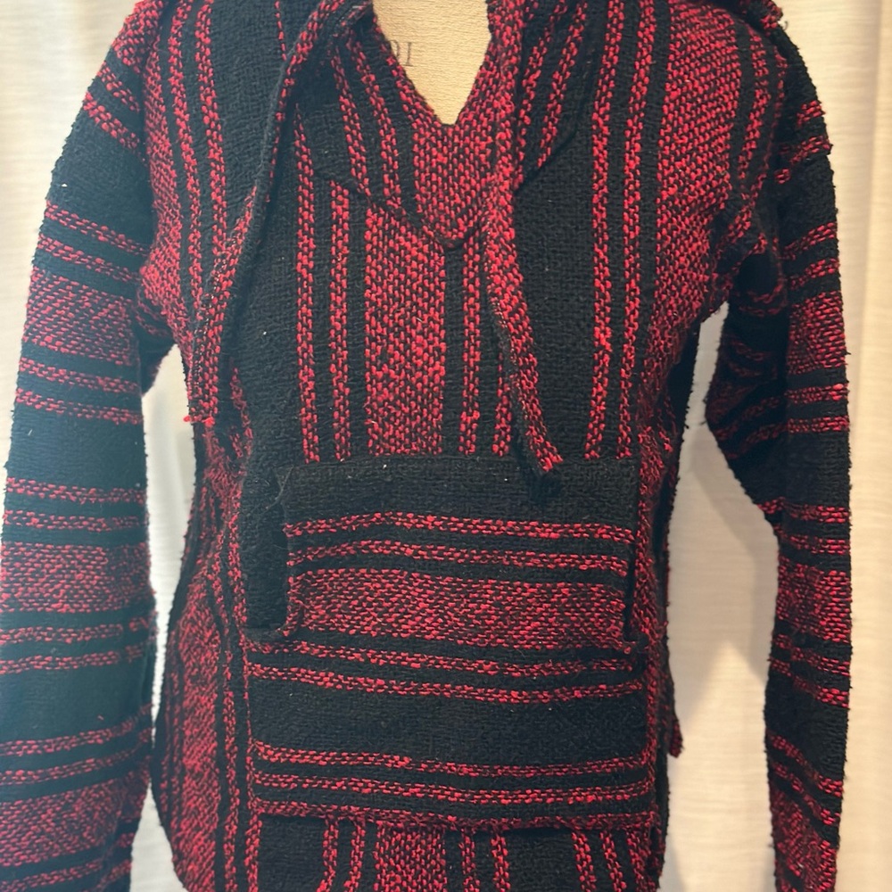 Red and Black Striped Hoodie